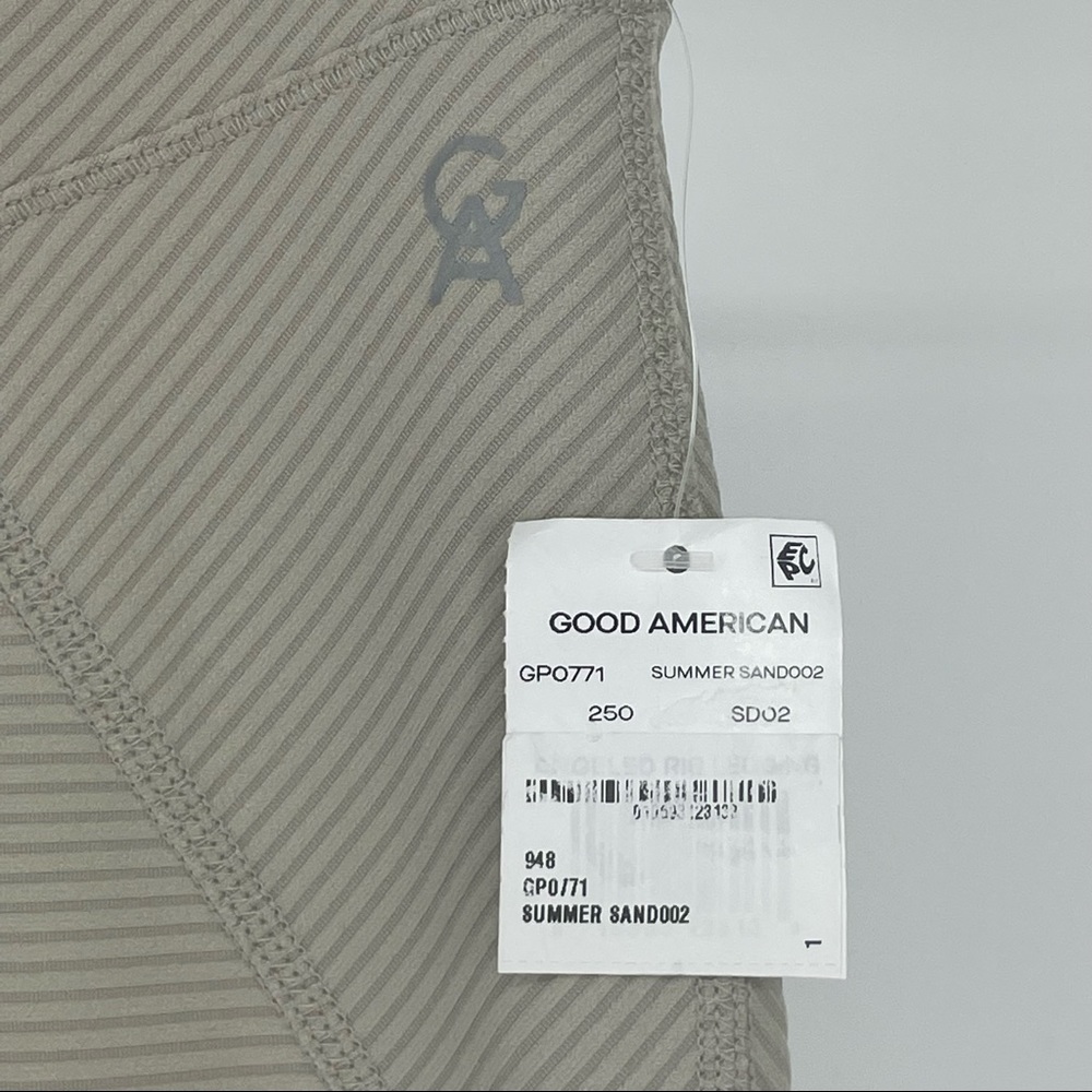GOOD AMERICAN NWT ANGLED RIBBED HIGH RISE LEGGINGS IN SUMMER SAND 002 1 5 6 - Picture 7 of 15